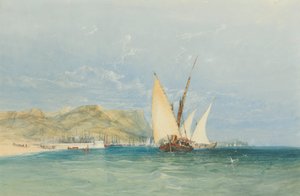 Kustscène met Zeilboten