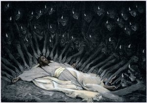 Engelen die Jezus dienen nadat de Duivel hem heeft verlaten, 1897 door James Jacques Joseph Tissot