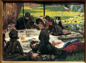 Ontbijt op het gras (familiepiknik) door James Jacques Joseph Tissot