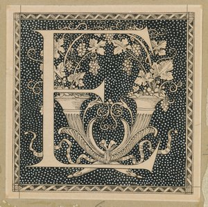 Hoofdletter E, illustratie uit Het Leven van Onze Heer Jezus Christus door James Jacques Joseph Tissot