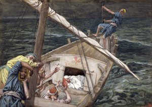 Christus slaapt tijdens de storm, illustratie voor Het Leven van Christus door James Jacques Joseph Tissot
