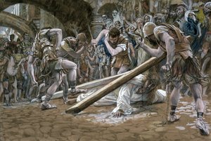 Christus valt onder het kruis, illustratie voor Het leven van Christus, ca. 1884-96 door James Jacques Joseph Tissot