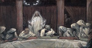Hij verscheen aan de elf terwijl zij aan tafel zaten, illustratie voor Het leven van Christus, ca. 1884-96