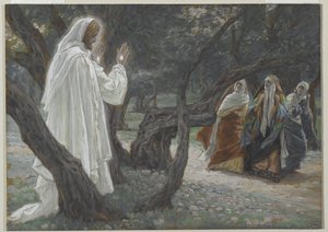 Jezus verschijnt aan de heilige vrouwen, illustratie uit Het leven van onze Heer Jezus Christus