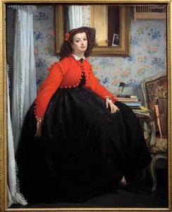 Portret van Mademoiselle L. L., of jong meisje in rode jas