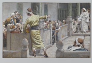 De genezen blinde man vertelt zijn verhaal aan de Joden door James Jacques Joseph Tissot