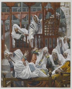 De bezeten man in de synagoge, illustratie uit Het leven van onze Heer Jezus Christus door James Jacques Joseph Tissot