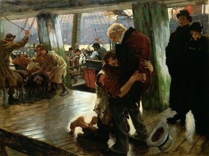 De verloren zoon in het moderne leven: De terugkeer, c.1882 (voorbereidende schets voor 33767)
