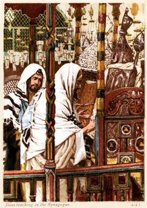 Jezus onderwijst in de Synagoge - Sint Mattheüs - Bijbel door James Jacques Joseph after Tissot