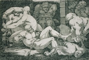 Ugolino en zijn zonen in de toren van de hongersnood, 18e eeuw door James Jefferys
