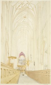 Schip van St Mary Redcliffe, kijkend naar het oosten met het Hogarth altaarstuk