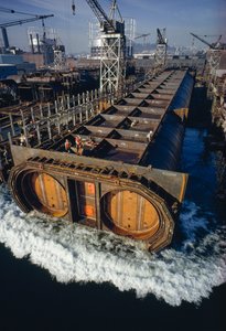 Een sectie van een tunnelbuis voor BART, Bay Area Rapid Transit massatransportsysteem door James L Stanfield