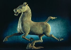 Het beroemde vliegende paard van Gansu uit de Han-dynastie. Lanzhou, Gansu Provincie, China
