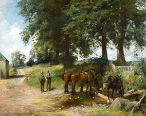 Paarden drenken door James Lawton Wingate