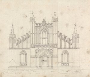 Voorbereidende tekening voor Ontwerp 11, Plaat 9 van Een Verzameling Ontwerpen voor Landelijke Toevluchtsoorden door James Malton