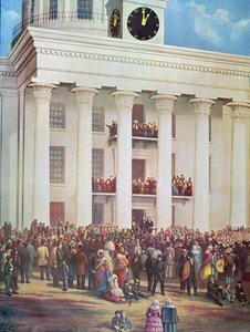 Inhuldiging van Jefferson Davis in het Senaatshuis, Montgomery, Alabama door James Massolon