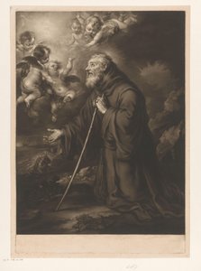 Knielende heilige Franciscus van Paola in gebed door James McArdell