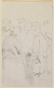 Een groep figuren rond een vuurkorf door James Abbott McNeill Whistler