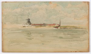 Een klein rood briefje - Dordrecht door James Abbott McNeill Whistler