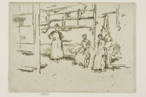 Na de verkoop, kledingruil, Houndsditch door James Abbott McNeill Whistler