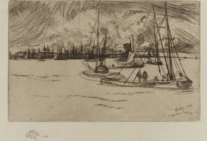 Amsterdam, vanaf het Tolhuis door James Abbott McNeill Whistler