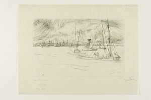 Amsterdam, vanaf het Tolhuis door James Abbott McNeill Whistler