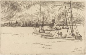Amsterdam vanaf het Tolhuis door James McNeill Whistler
