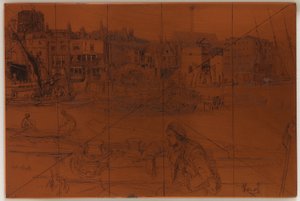 Etsplaat: Black Lion Wharf door James Abbott McNeill Whistler