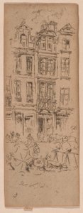 Bloemenmarkt, Brussel door James Abbott McNeill Whistler