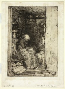 De Oude Vrouw met Lappen door James Abbott McNeill Whistler