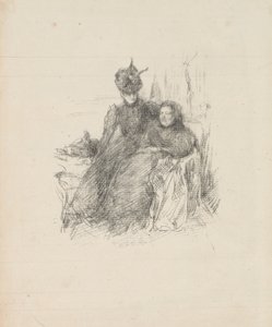 Moeder en dochter [De Zieke Moeder] door James Abbott McNeill Whistler