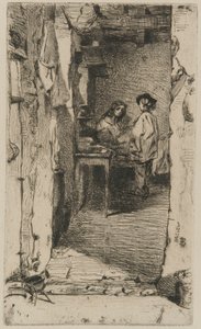 Voddenrapers, Quartier Mouffetard, Parijs door James Abbott McNeill Whistler