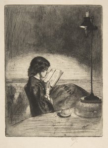 Lezen bij lamplicht door James McNeill Whistler