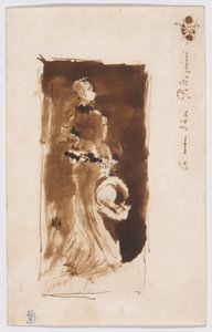 Schets naar "Schikking in bruin en zwart: Portret van Miss Rosa Corder".
