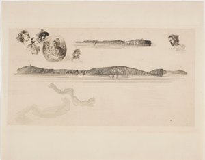 Schetsen op de kustonderzoekplaat door James Abbott McNeill Whistler
