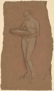 Staande Vrouwelijke Naakt met een Kom door James Abbott McNeill Whistler