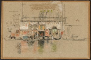 Het paleis; wit en roze door James Abbott McNeill Whistler
