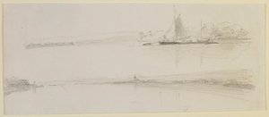 Twee scènes aan een rivier door James Abbott McNeill Whistler