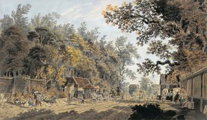 Koets en Vier die aankomen bij een Tolpoort, Londen