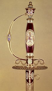 Heft van een zwaard gepresenteerd aan kolonel James Hartley (1745-99) door de Oost-Indische Compagnie, gezet door James Morisset (c.1766-c.1800) c.1780 door James Morisset
