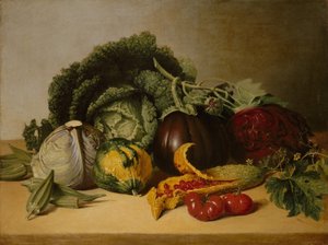 Stilleven: Balsamappel en groenten, ca. 1820s door James Peale