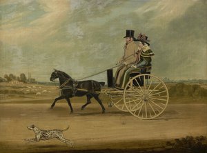 Klein Duimpje met Peter Brown en zijn vrouw in een rijtuig, 1828