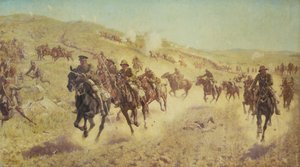 Palestina Campagne: De actie van de 6e Gemotoriseerde Brigade bij El Muhgar door James Prinsep Beadle