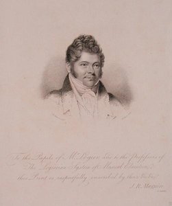 Portret van Johann Bernhard Logier (1777-1846) gegraveerd door H. Meyer (gravure) door James Robert (after) Maguire