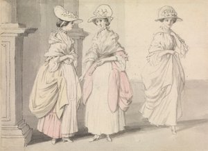 Drie dames op een terras door James Roberts