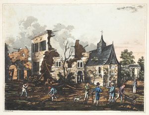 Kasteel van Hougoumont: Een uitzicht op het interieur gereduceerd tot een hoop ruïnes door James Rouse