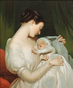 James Sant - Portret van Elizabeth, de vrouw van de kunstenaar, met haar dochter