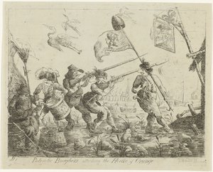 Spotprent op Goejanverwellesluis, 1787 door James Sayers