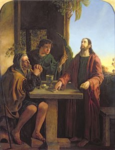 Christus in Emmaüs door James Smetham