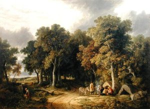 Kampement in een Bosrijk Landschap door James Stark